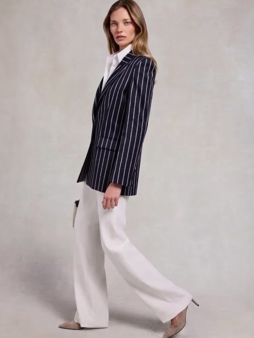 Italian Striped Tailored Black Women's Blazer Jacket